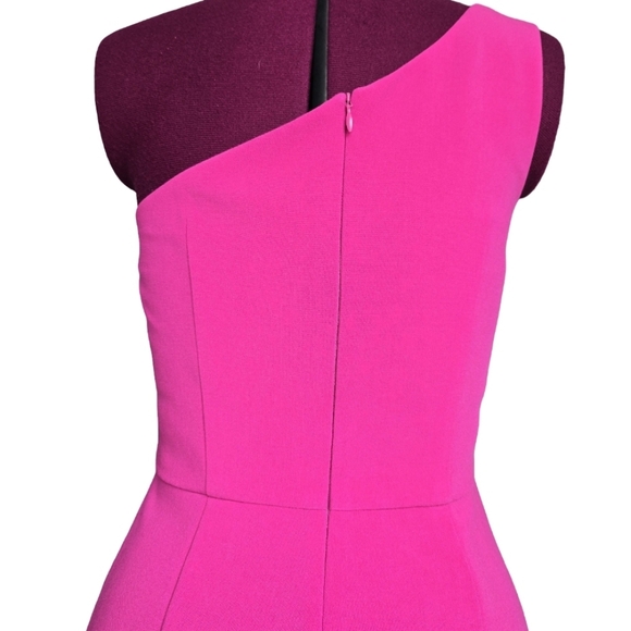 French Connection One-Shoulder Asymmetrical Mini Dress In Wild Rosa Pink Size 6 - Picture 11 of 12